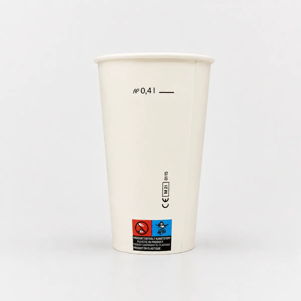 PE-Kaltgetränkebecher für 400ml Füllvolumen in Weiß mit Eichstrich