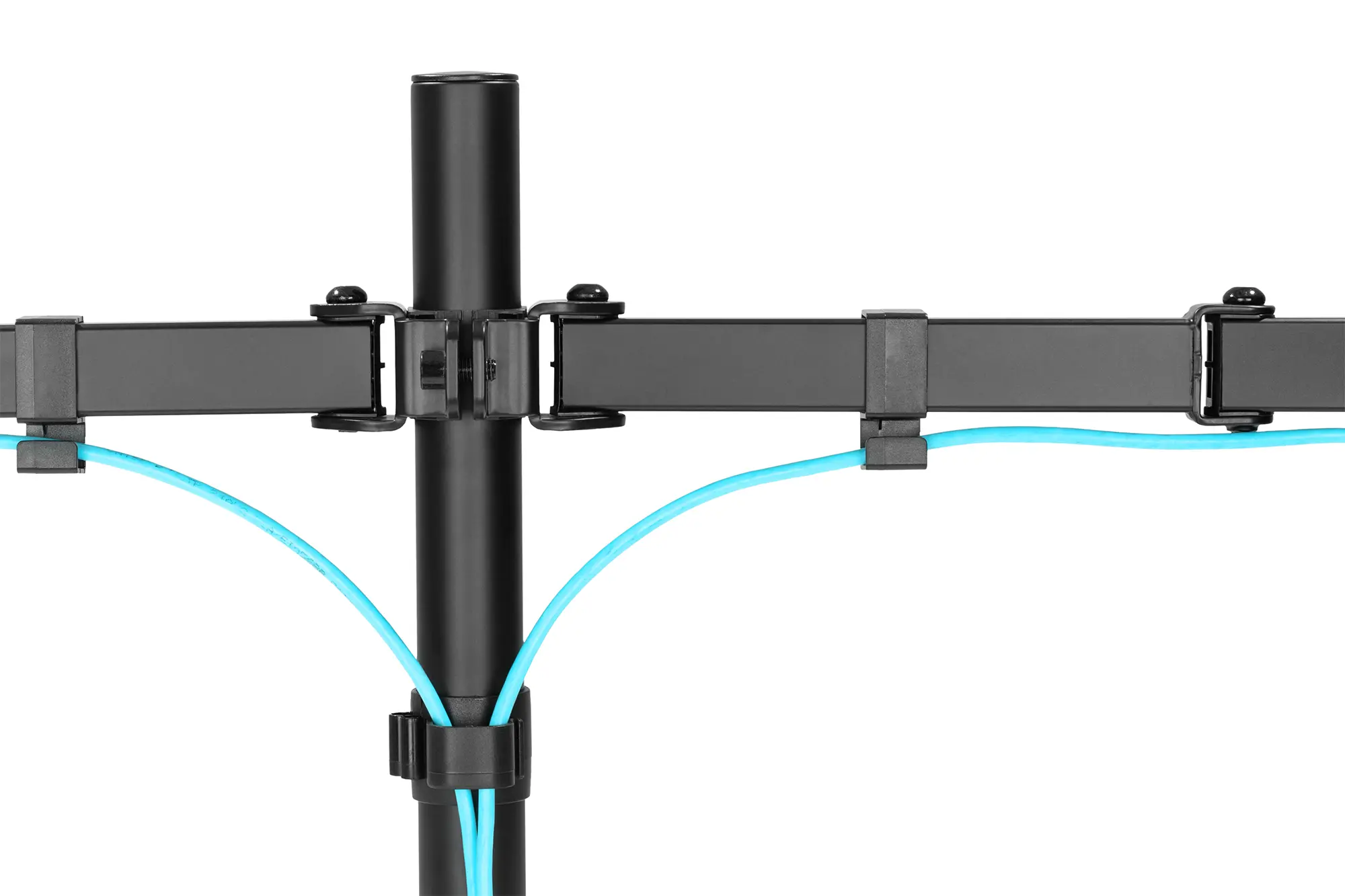 Monitorhalterung für 2 Monitore mit VESA 75/100, 400mm hoch inkl. Klemmhalterung-Nahaufnahme Kabelbaum