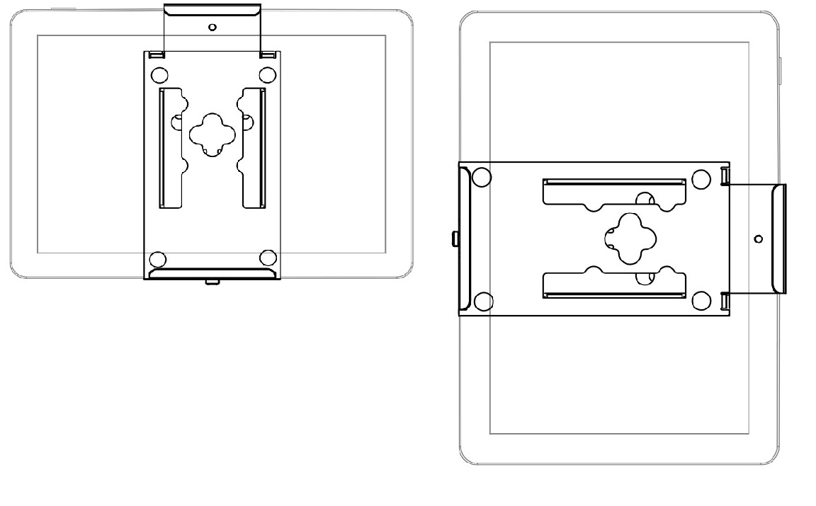 SpacePole® Tablet-Halterung Univeral (U-Frame) Zeichnung für große Tablets