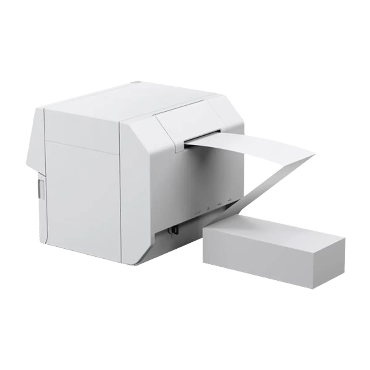 Epson ColorWorks C4000e bk mit Etikettenstapel in weiß