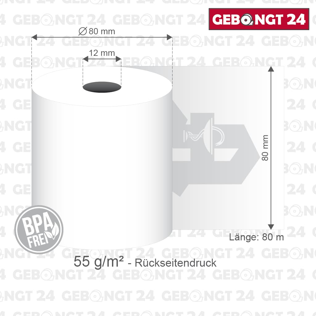 Thermorolle 80 x 80m x 12 für Apotheken - BPA frei