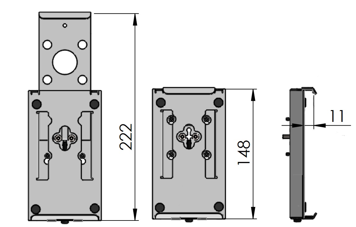 SpacePole® Tablet-Halterung Univeral (U-Frame) - Maße