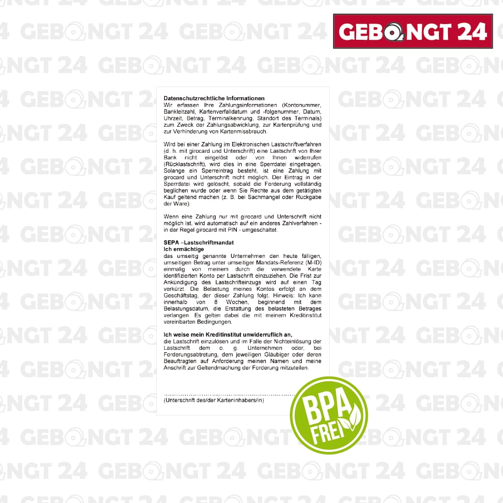 neutraler Sepa Lastschrifttext I BPA frei