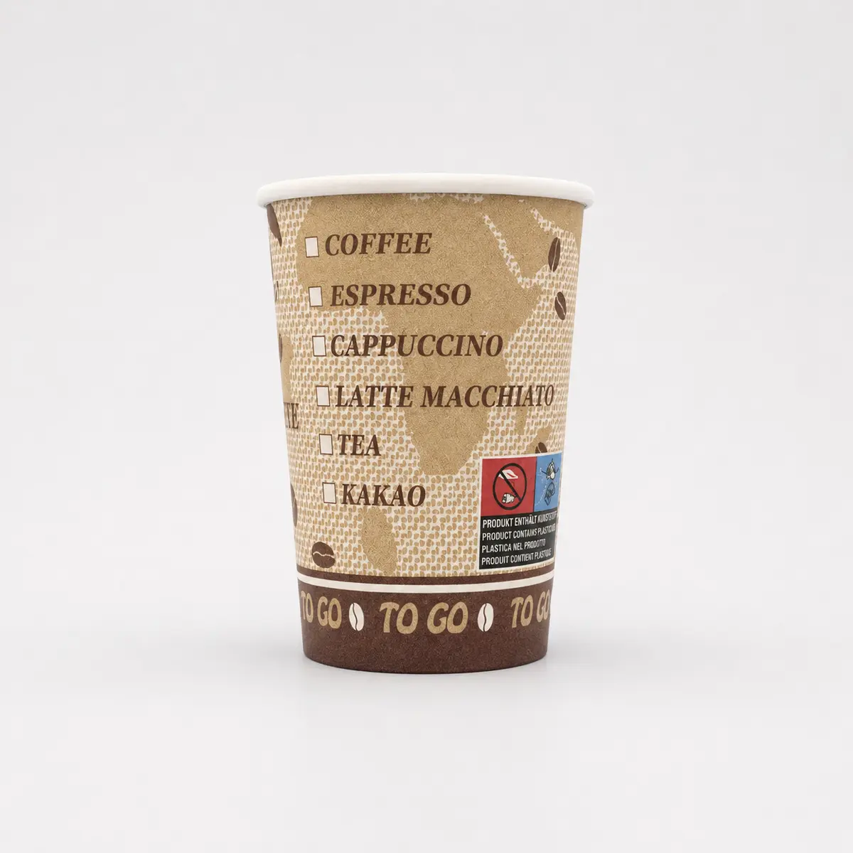 Kaffeebecher mit 300ml Füllvolumen in Kaffee-Design